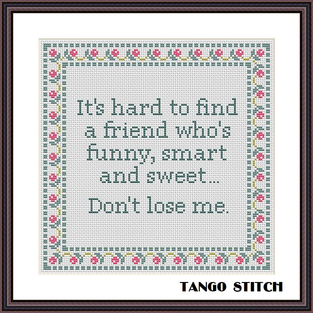 Funny greeting friend birthday cross stitch pattern - Tango Stitch
