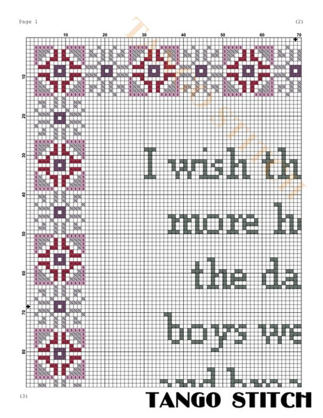 Funny wishes quote sassy cross stitch pattern - Tango Stitch