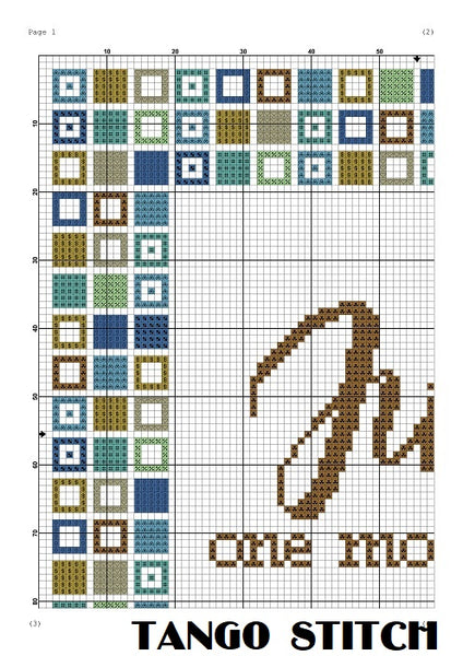 Just one more row funny cross stitch quote for crafter - Tango Stitch