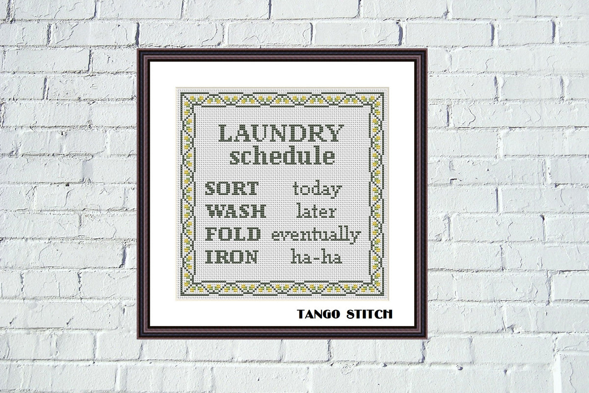 Laundry schedule funny Home Sweet Home cross stitch pattern – JPCrochet