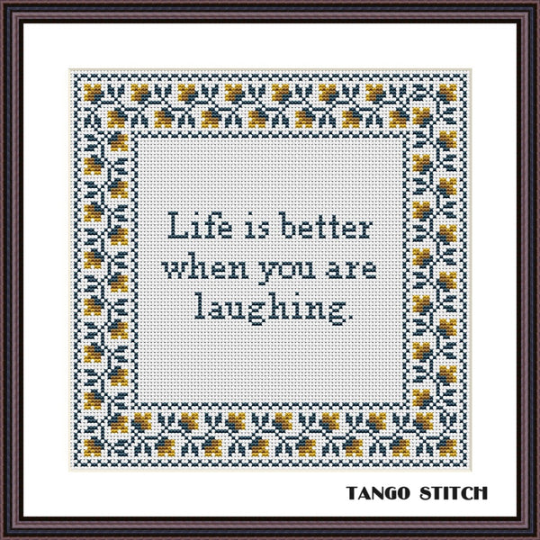 Life is better funny romantic cross stitch pattern - Tango Stitch