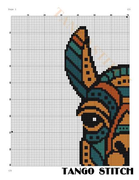 Llama bright geometric cross stitch pattern - Tango Stitch