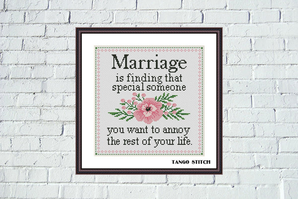 Marriage is finding that special someone cross stitch pattern - Tango Stitch