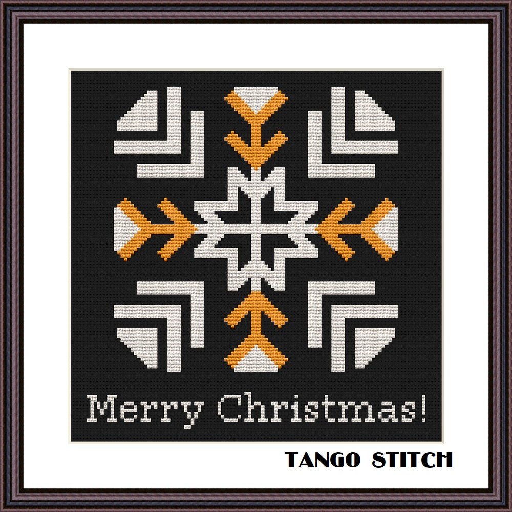 Merry Christmas snowflake cross stitch pattern - Tango Stitch