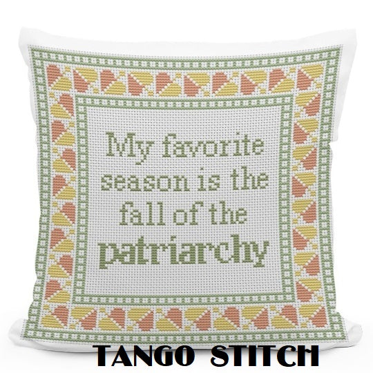My favorite season funny feminist cross stitch pattern - Tango Stitch