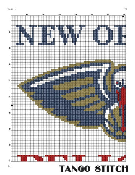 New Orleans Pelicans cross stitch pattern