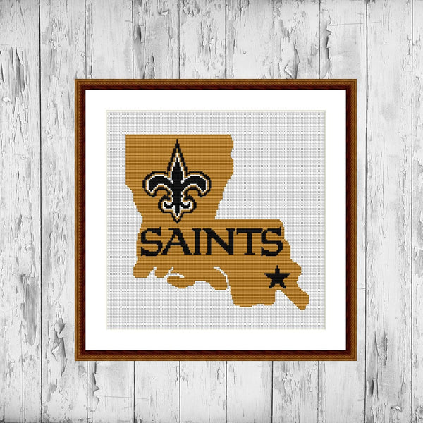 New Orleans Saints modern counted cross stitch pattern