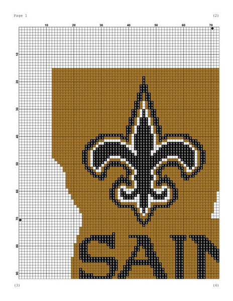 New Orleans Saints modern counted cross stitch pattern