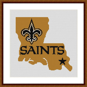 New Orleans Saints modern counted cross stitch pattern