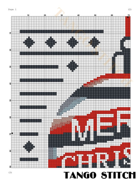 Merry Christmas ornament cross stitch pattern