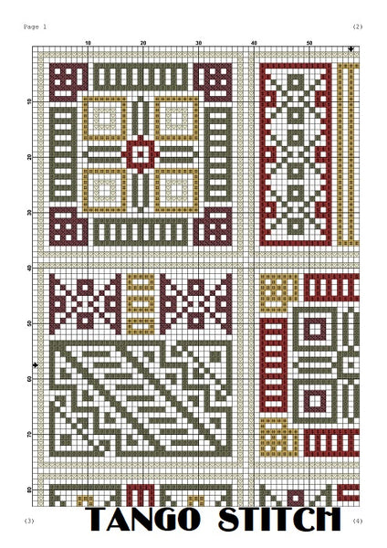 Easy cross stitch ornament sampler pattern - Tango Stitch