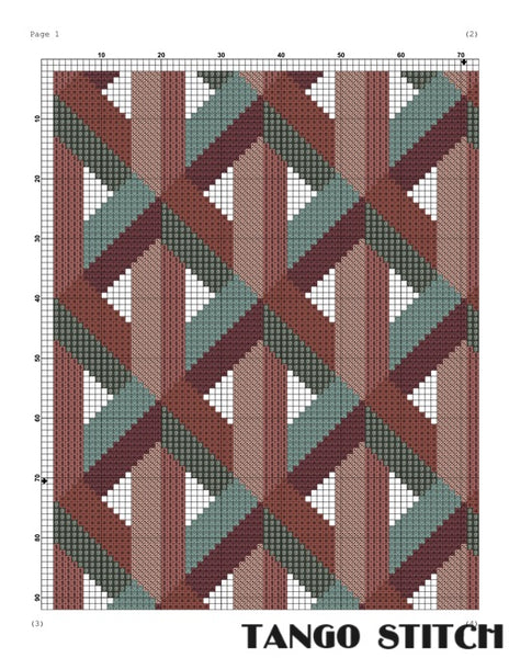 Brown intricate quilt ornament cross stitch pattern - Tango Stitch