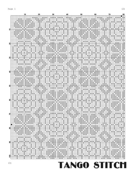 Intricate floral black ornament cross stitch pattern - Tango Stitch