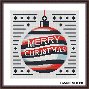 Merry Christmas ornament cross stitch pattern