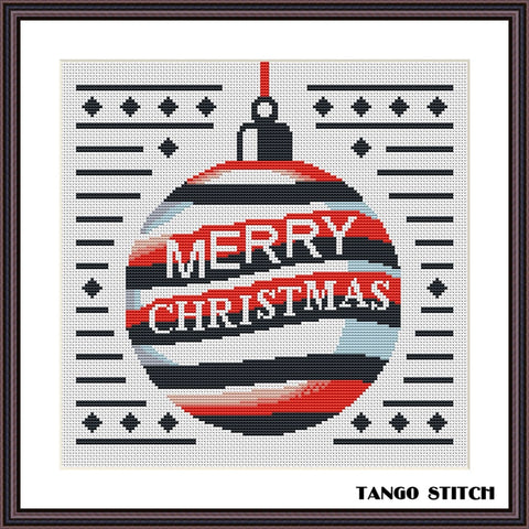 Merry Christmas ornament cross stitch pattern