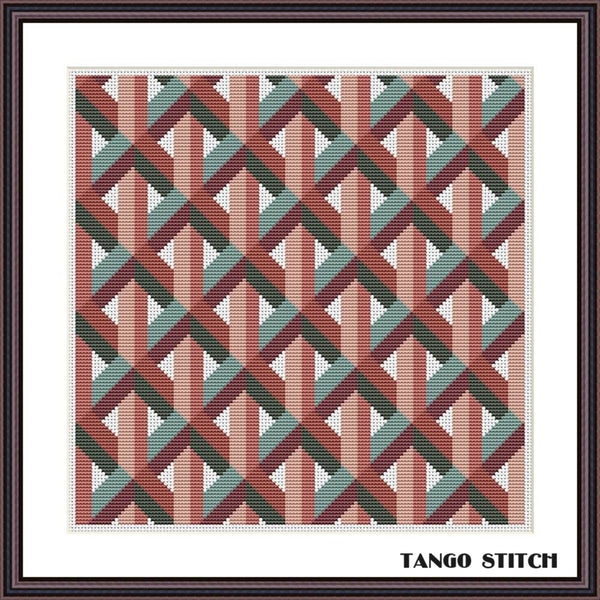 Brown intricate quilt ornament cross stitch pattern - Tango Stitch