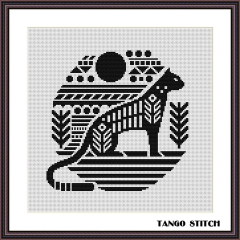 Black panther abstract cross stitch pattern - Tango Stitch