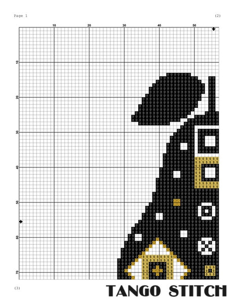 Pear geometric ornament easy cross stitch pattern - Tango Stitch