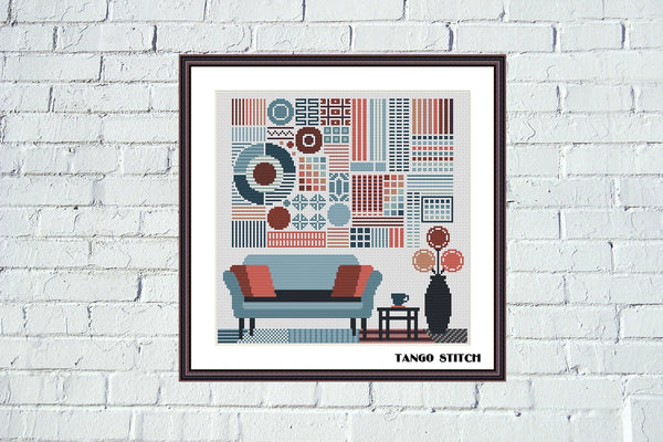 Vintage room Home Sweet Home cross stitch pattern - Tango Stitch