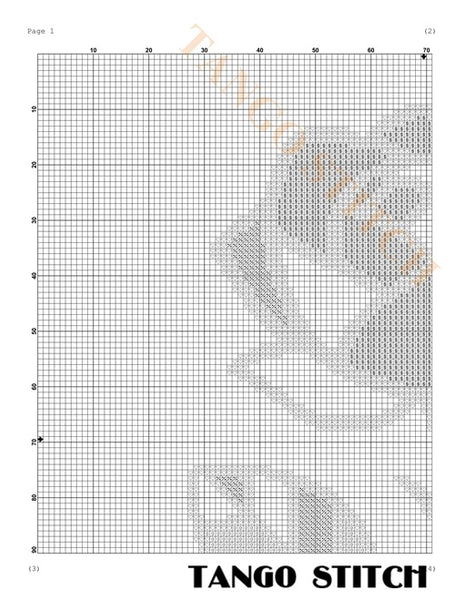 Cross-stitch pattern grid with 'Tango Stitch' branding. Piet Mondrian inspired rose flower cross stitch pattern - Tango Stitch