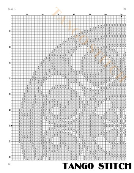 Red yellow black round cross stitch pattern, Tango Stitch
