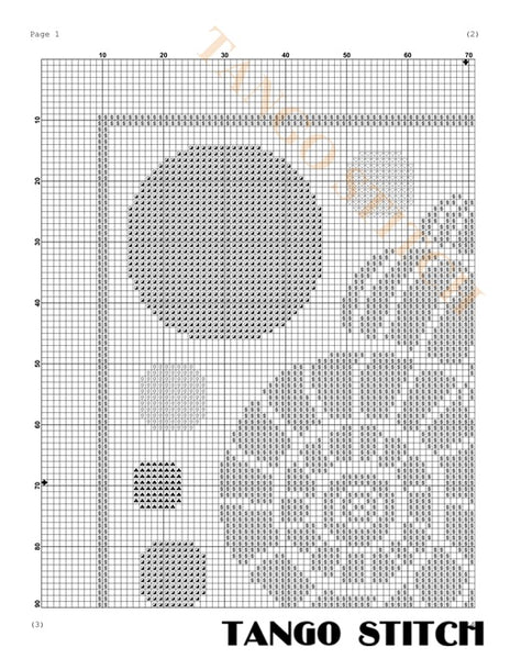 Cross-stitch pattern with grid and 'Tango Stitch' branding. Sealife geometric cross stitch pattern - Tango Stitch