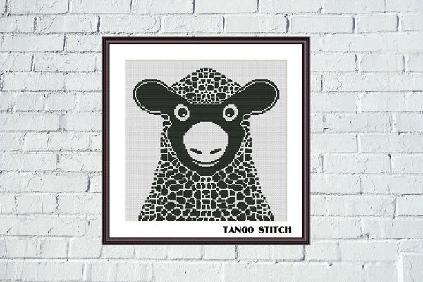 Black sheep cute animals easy cross stitch embroidery pattern - Tango Stitch
