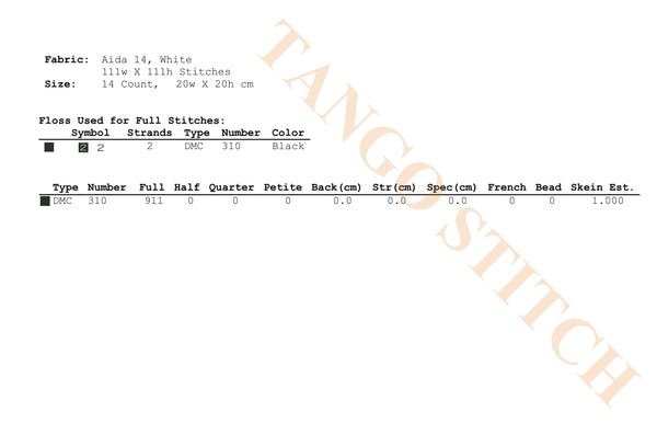 Small size letters alphabet font cross stitch pattern - Tango Stitch