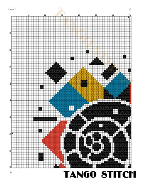 Snail geometric cute animals Pop Art cross stitch pattern - Tango Stitch