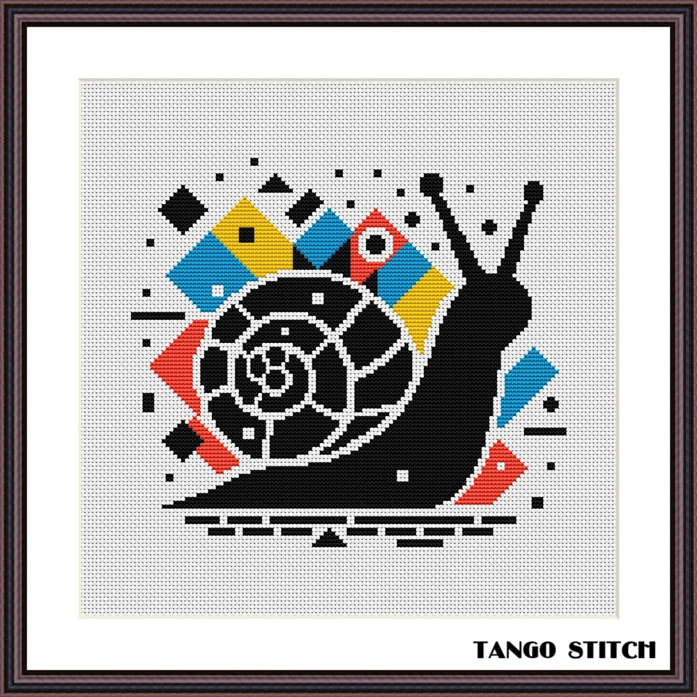 Snail geometric cute animals Pop Art cross stitch pattern - Tango Stitch