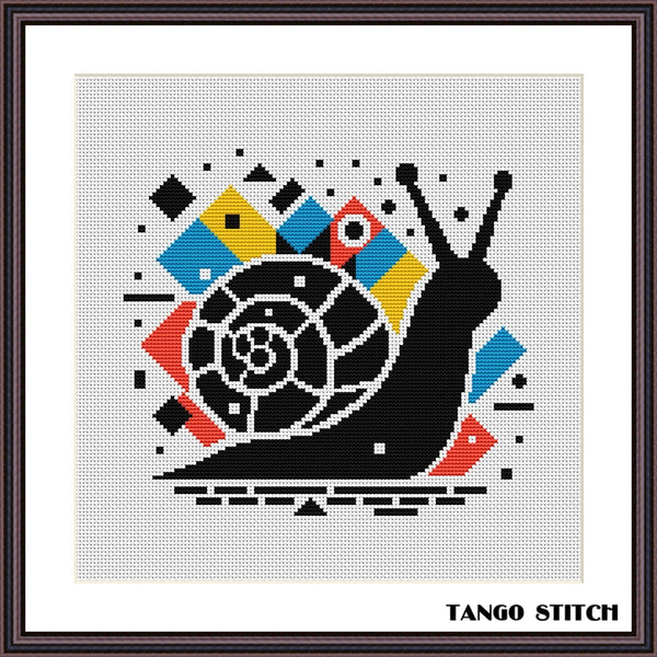 Snail geometric cute animals Pop Art cross stitch pattern - Tango Stitch