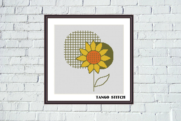 Yellow sunflower abstract cross stitch pattern - Tango Stitch
