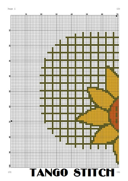 Yellow sunflower abstract cross stitch pattern - Tango Stitch