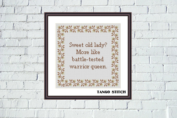 Old lady funny grandma greeting cross stitch pattern - Tango Stitch