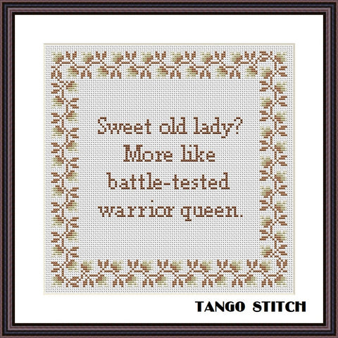 Old lady funny grandma greeting cross stitch pattern - Tango Stitch