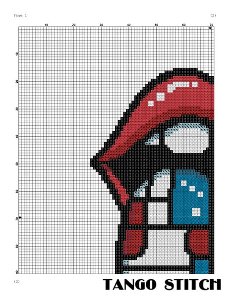 Tongue Mondrian inspired abstract cross stitch pattern - Tango Stitch