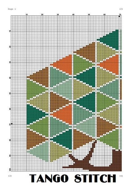 Geometric summer garden tree cross stitch pattern - Tango Stitch