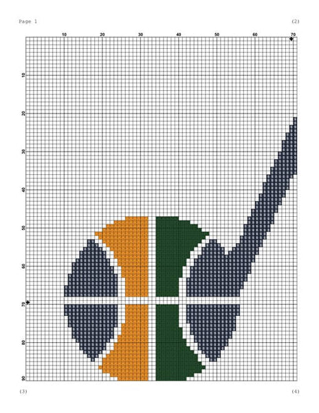 Utah Jazz modern counted cross stitch pattern