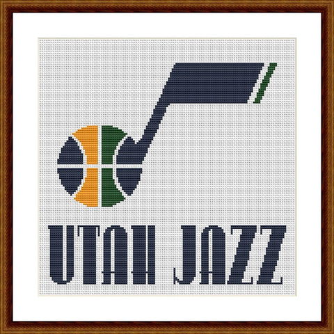 Utah Jazz modern counted cross stitch pattern