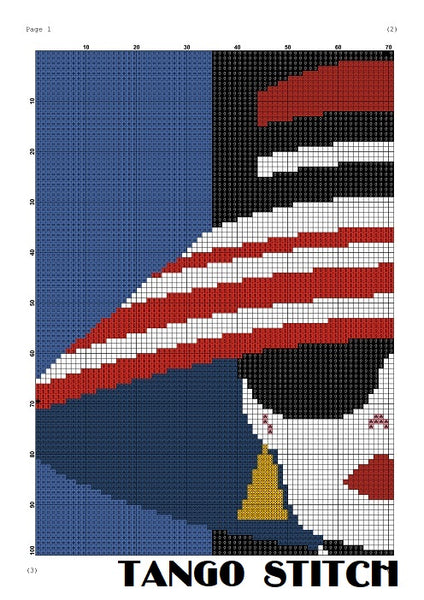 Pop art woman in a striped big hat cross stitch pattern - Tango Stitch