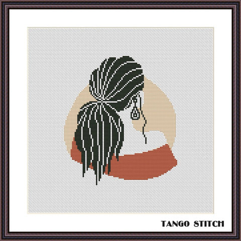 Beautiful woman minimalistic cross stitch pattern - Tango Stitch