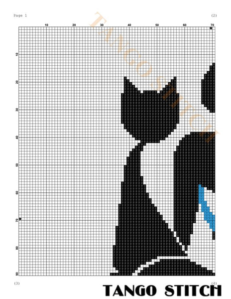 Woman and cat silhouette abstract cross stitch pattern - Tango Stitch