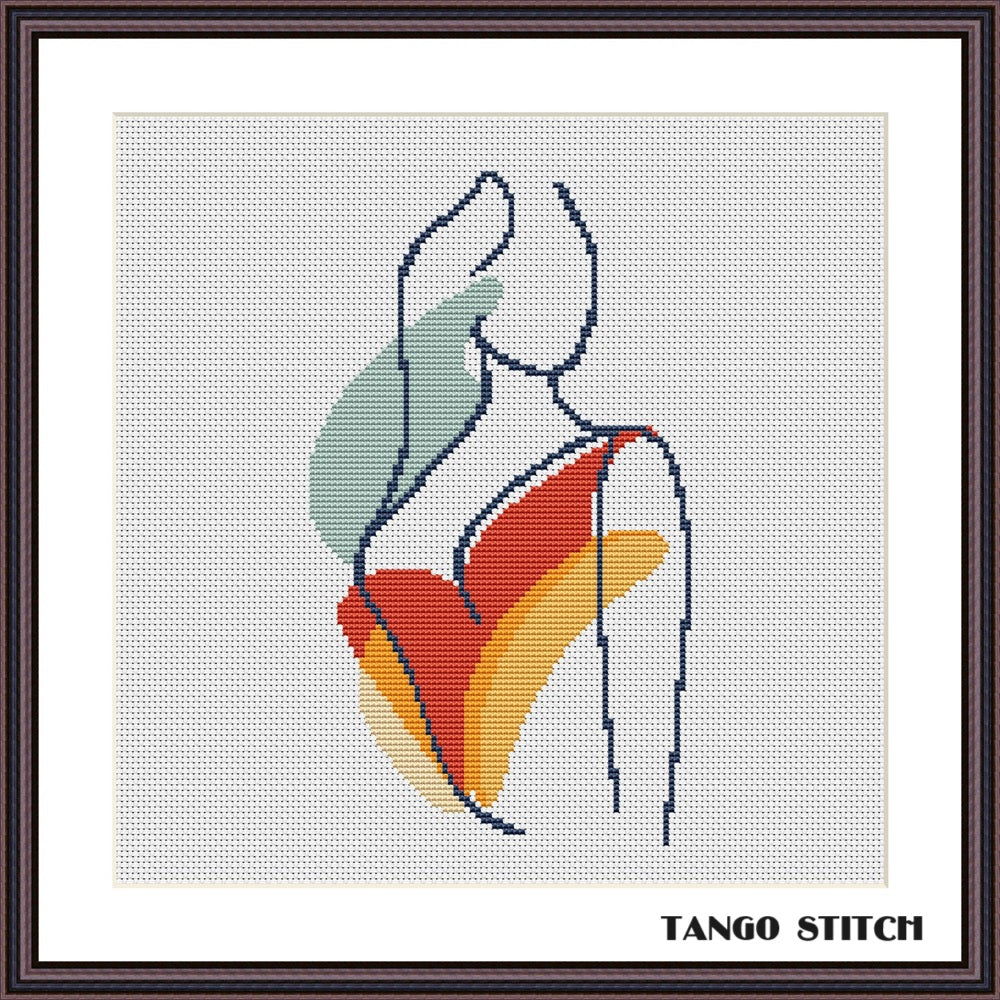 Abstract woman silhouette minimalistic cross stitch pattern - Tango Stitch