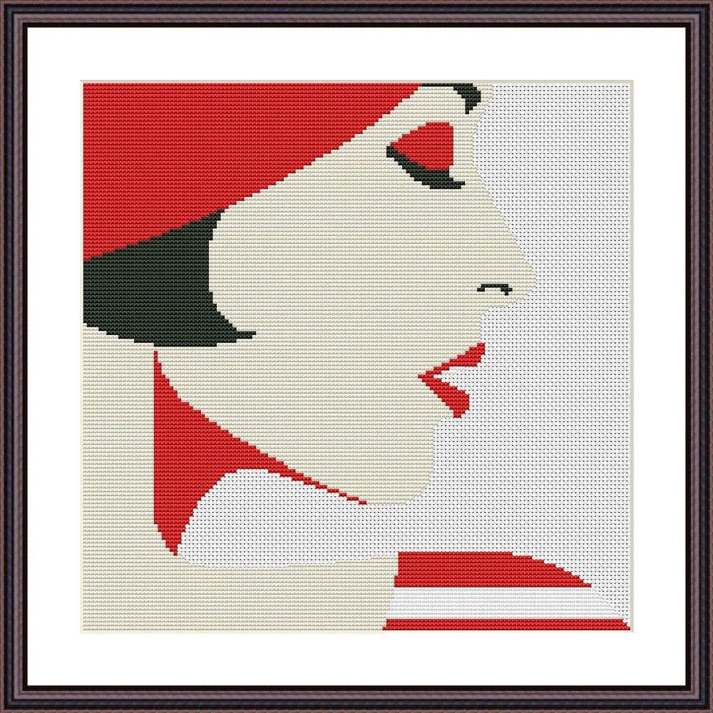 Woman in red Pop Art abstract cross stitch pattern - Tango Stitch