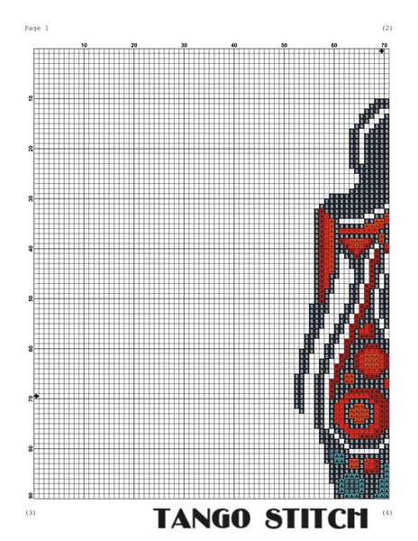 Beautiful woman silhouette wearing red blue dress cross stitch pattern - Tango Stitch