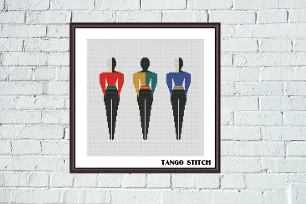 Female athletes abstract art cross stitch pattern - Tango Stitch