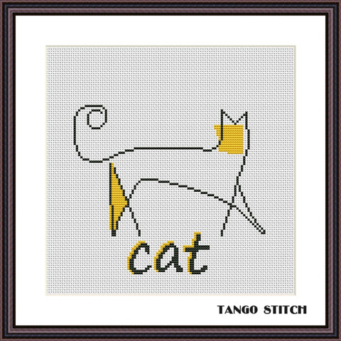 Yellow cat silhouette easy cross stitch pattern - Tango Stitch