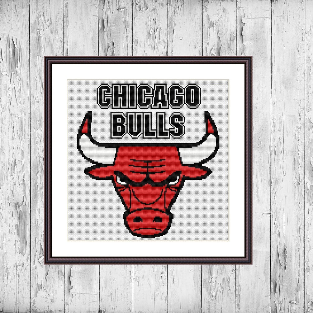Chicago Bulls cross stitch pattern Easy embroidery design