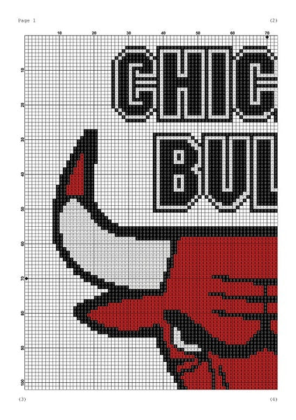 Chicago Bulls cross stitch pattern Easy embroidery design
