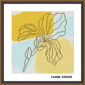 Iris abstract watercolor flower cross stitch pattern  